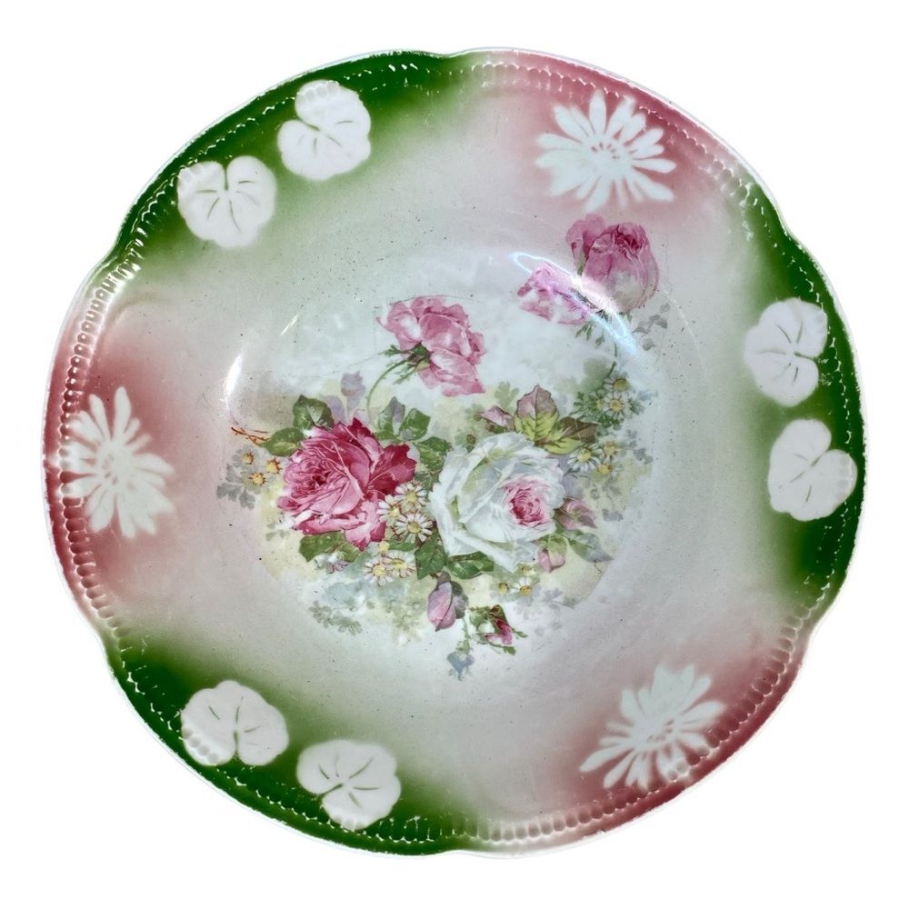 Vintage German Porcelain Serving Bowl Stamped on the Back Floral Pattern